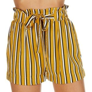 LAST ONE! Mustard Yellow Striped Paper Bag Shorts Size Small